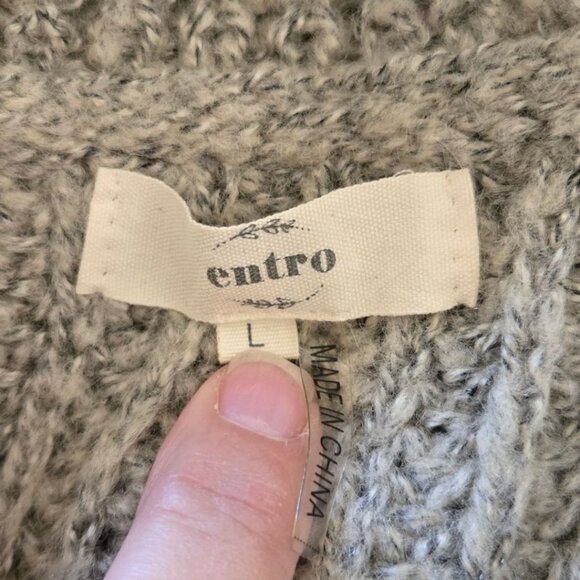 Entro Large Slouchy Shaker Knit Cowl Neck Sweater | Raglan Sleeves | Gray - Picture 3 of 5